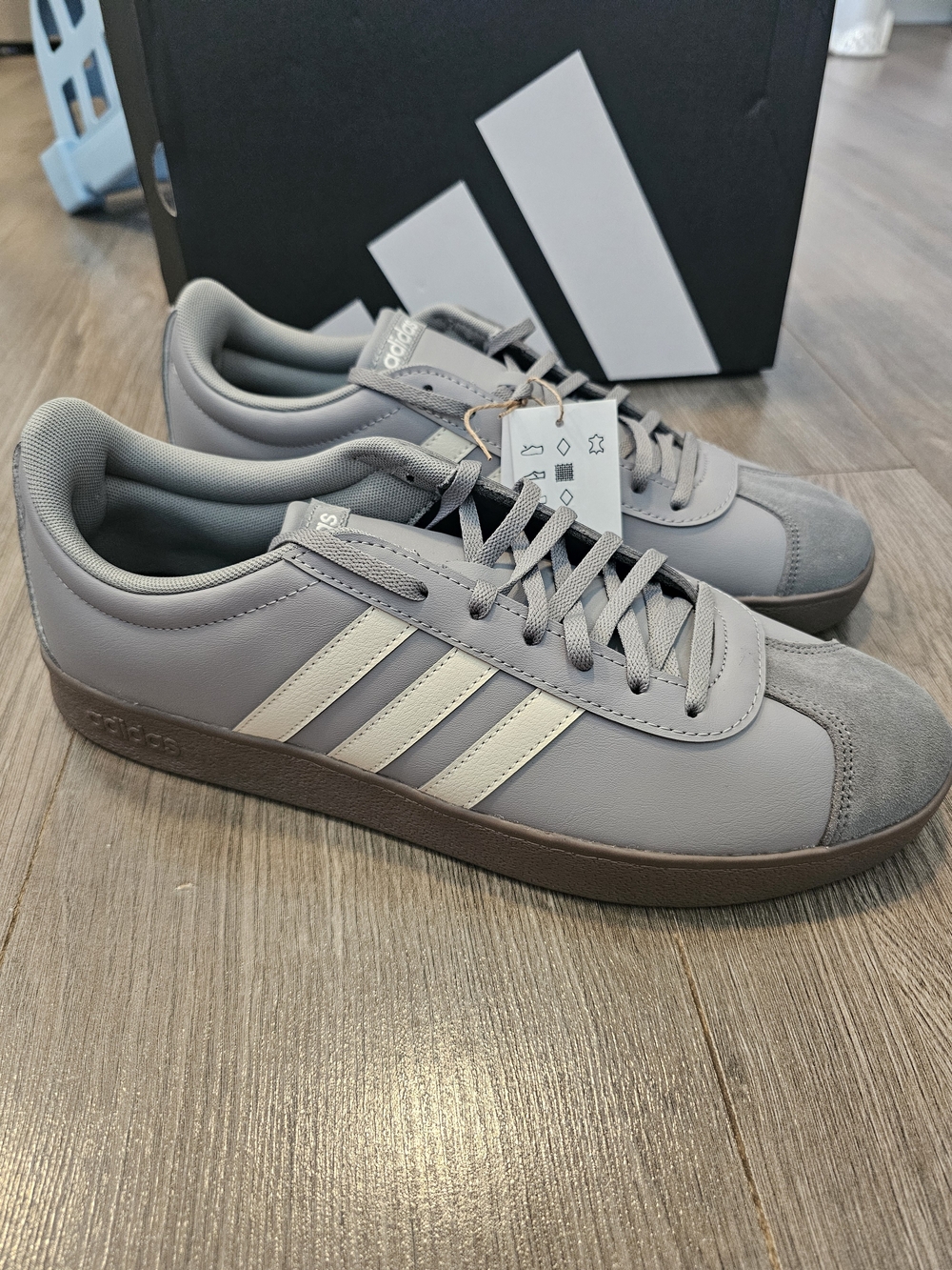 New Adidas Men’s Grey Classic Sneakers with Stripes - Size 11.5 M